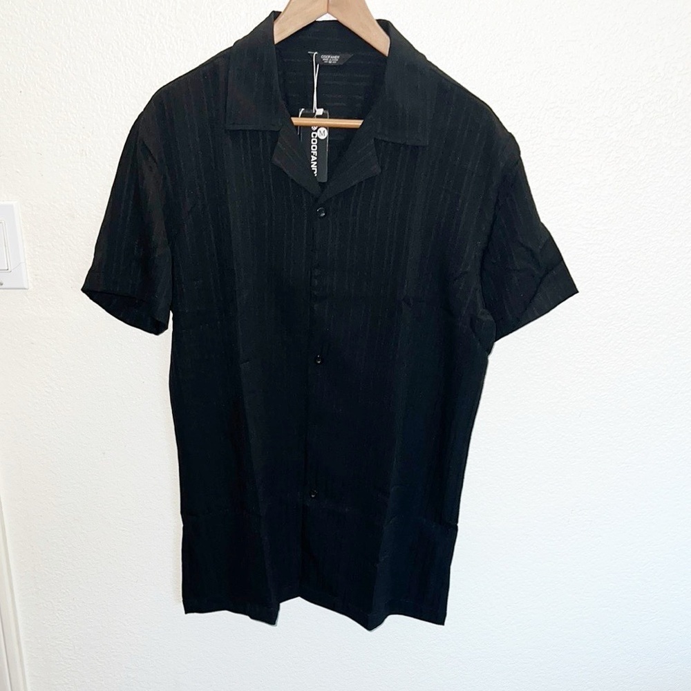 Coofandy Men’s Black Short Sleeve Polyester Shirt NEW